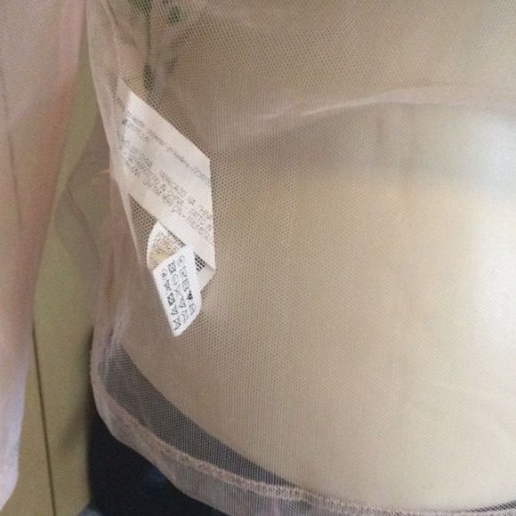 Zara blush sheer tulle mesh floral embroidered top - Picture 8 of 14